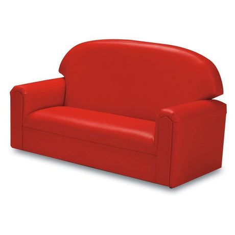 Premium Vinyl Upholstered Sofa for Children Comfy Loveseat Sofa Bed for Playroom Daycare Furniture Mini Double Foam Play Couch Kids, Red