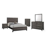 5-Piece Transitional Wood Eastern King Panel Bedroom Set in Gray