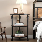 Small Side Table, Round End Table with 3 Shelves for Living Room, Bedroom