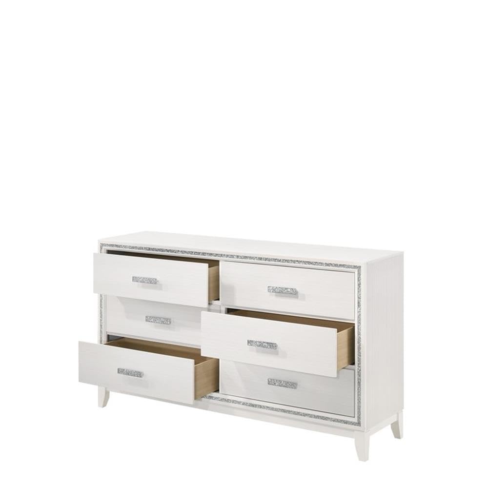 Haiden Rectangular Wood 6-Drawer Bedroom Dresser in White