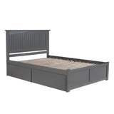 Solid Wood Storage Platform Queen Bed in Gray