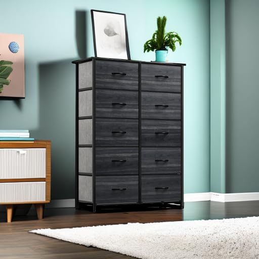 10 Drawer Dresser - Fabric Storage Tower