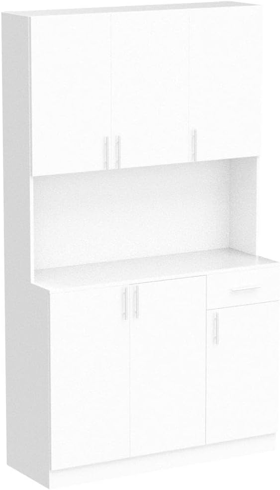 Kitchen Pantry Cabinet, 71” Tall Pantry Storage Cabinet, Large Freestanding Kitchen Hutch Storage Cabinet with 6 Doors and Drawer for Kitchen Dining Room, White