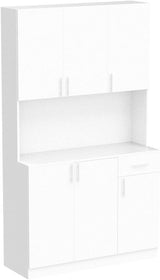 Kitchen Pantry Cabinet, 71” Tall Pantry Storage Cabinet, Large Freestanding Kitchen Hutch Storage Cabinet with 6 Doors and Drawer for Kitchen Dining Room, White