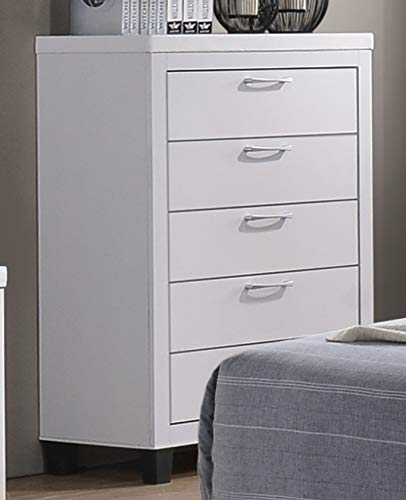 Furniture Contemporary Styling White 5Pc Queen Bedroom Set(Q/D/M/N/C)
