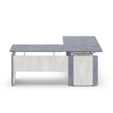 Allure Executive L Shaped Desk 66" W x 78" D Stormy Gray/Ashwood White Ergonomic