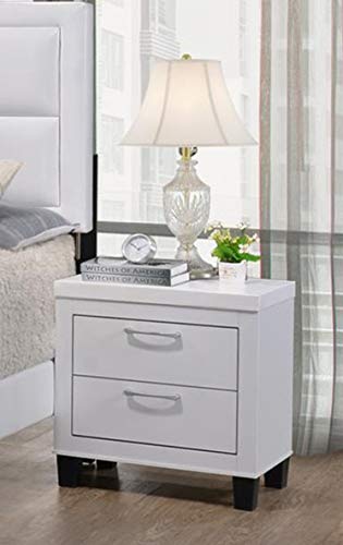 5Pc Queen Wood White Storage Bedroom Set (Bed + Night Stand + Mirror + Dresser