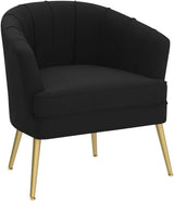 Upholstered Modern Single Sofa Side Chair,Comfy Barrel Club Living Room Armchair with Golden Metal Legs for Bedroom Living Reading Room Office, Black