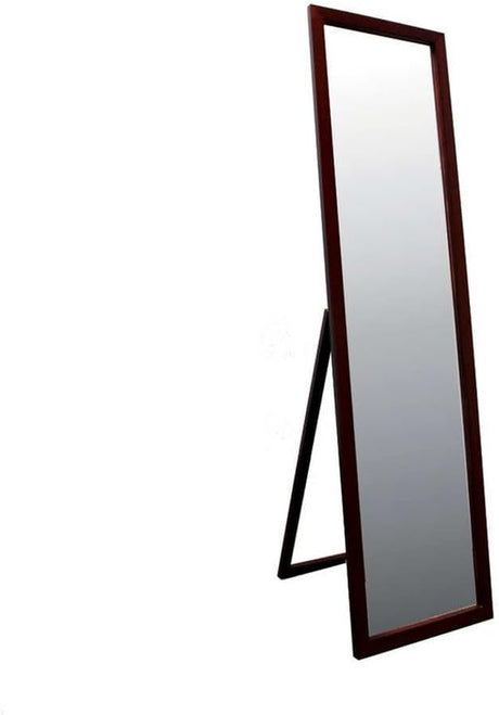 55 Inch Floor Mirror with Walnut Finish Rectangle Design Full Length Mirror Stylish