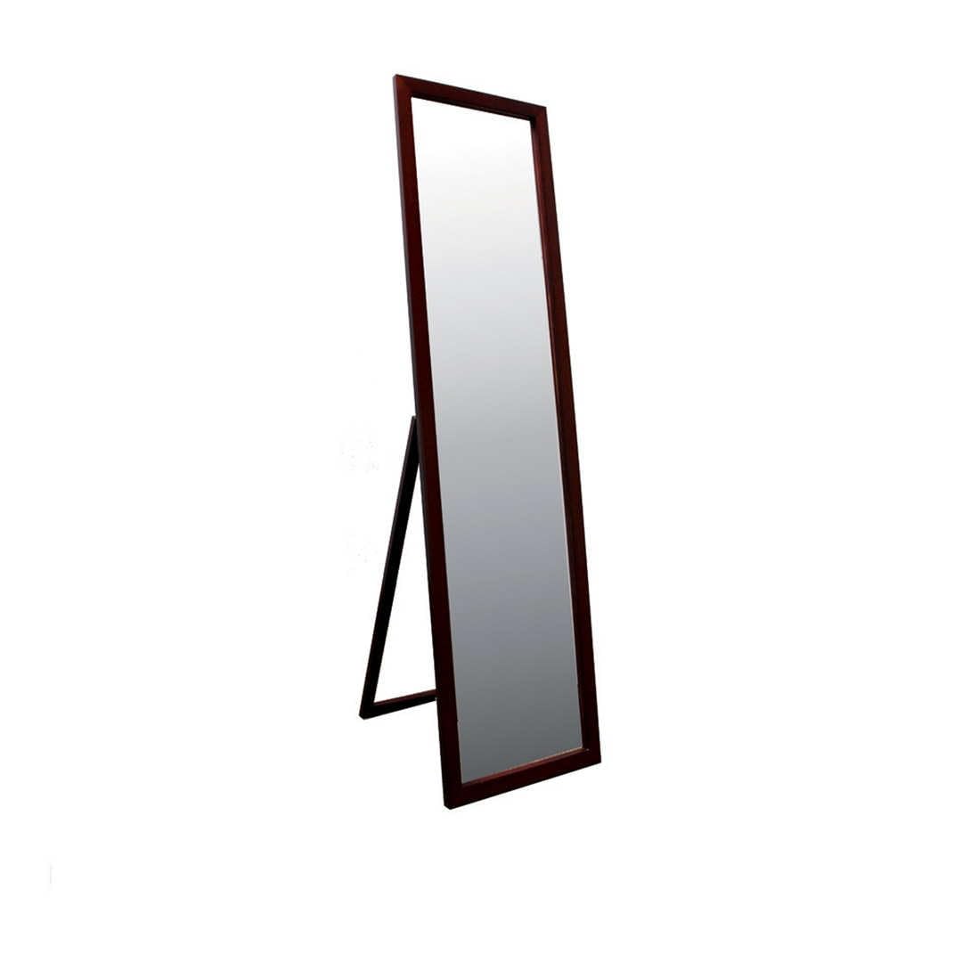 55 Inch Floor Mirror with Walnut Finish Rectangle Design Full Length Mirror Stylish