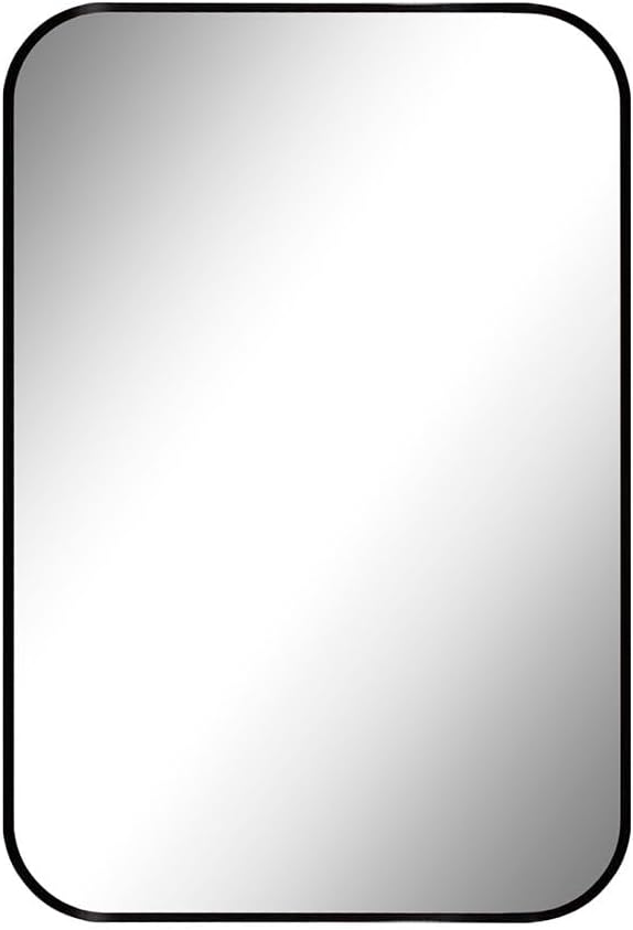 Brushed Black Metal Framed Rectangle Mirror