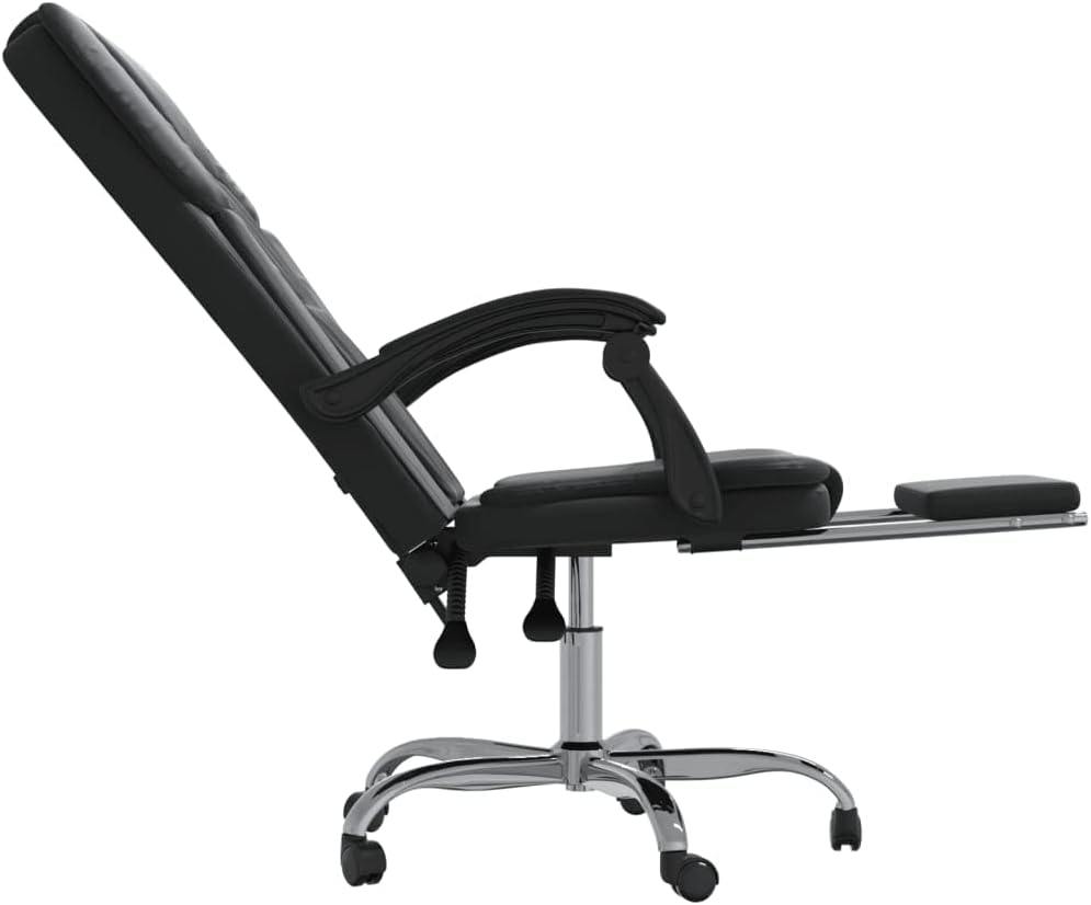 Reclining Office Chair Black Faux Leather (15.2 KG/33.44 LBS)