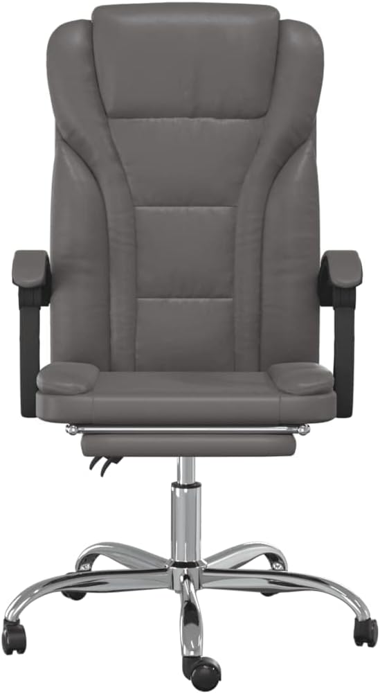 Reclining Office Chair Gray Faux Leather (15.15 KG/33.33 LBS)