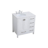 Irene 32" Solid Wood and Stone Single Bathroom Vanity in White