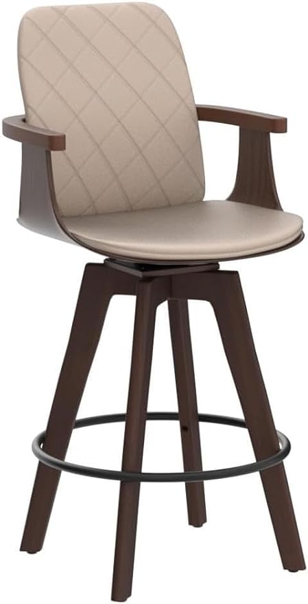 Bar Stools Set of 2, Upholstered Faux Leather Counter Height Bar Stools
