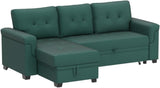 Lucca Green Sectional Sleeper Sofa - Versatile Sleeper Couch & Sofa Bed with Storage