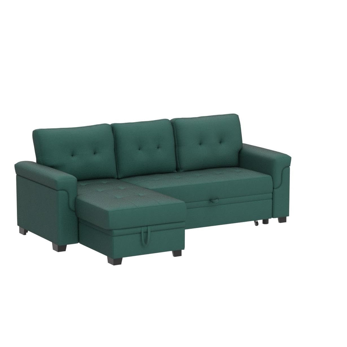 Lucca Green Sectional Sleeper Sofa - Versatile Sleeper Couch & Sofa Bed with Storage