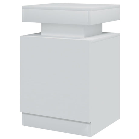 Nightstand Set of 2 with LED Lights,Night Stand with Storage Cabinet for Bedroom,Bedside Table with LED, White