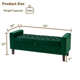 Upholstered Storage Ottoman, Button-Tufted Entryway Bench with Solid Wood Legs