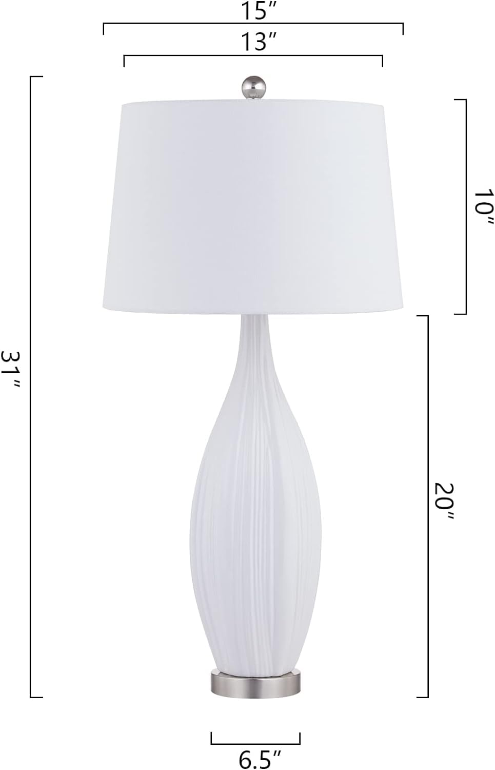 31" Ceramic Table Lamps Set of 2 - White Bedside Nightstand Lamps