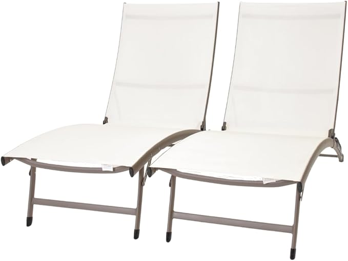 6 Position Aluminum Stackable Lounger Set with Wheels, Made with Premium Durable Outdoor Fabric