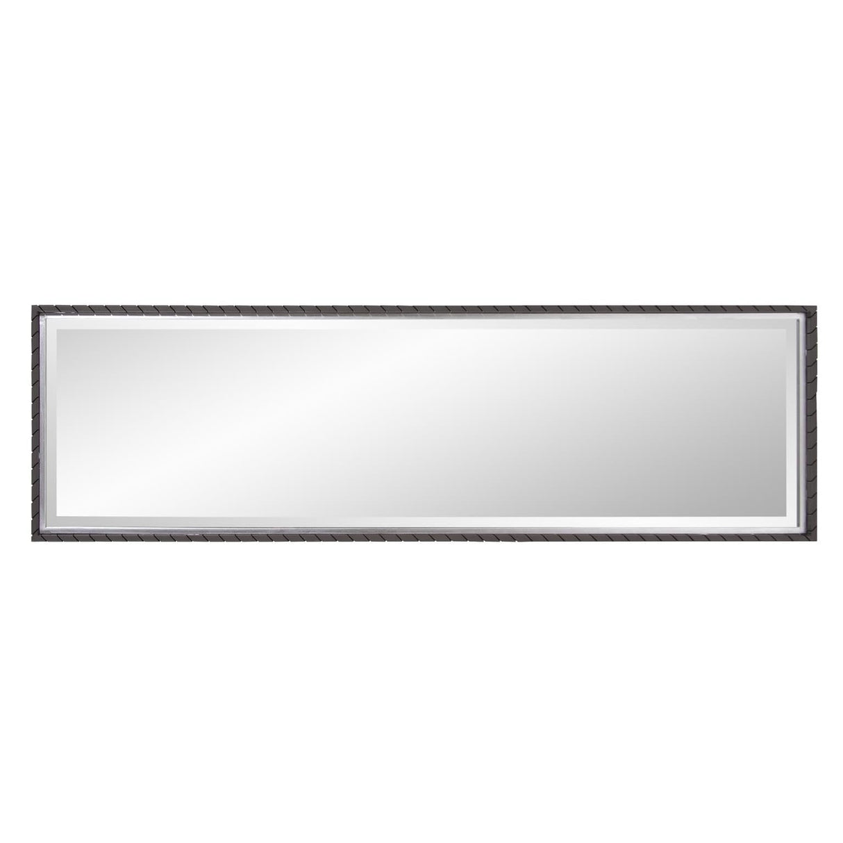 Howard Elliott Large Rectangular Cantera Dressing Vanity Mirror for Wall, Black Metal Frame Full Length Hanging Wall Mirror with Beveled Glass for Living Room, Bedroom & Entryway, 48 x 14 Inch