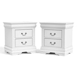 HILL Transitional Wood 2-Drawer Nightstand in White (Set of 2)