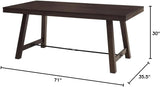 Liam Rustic Farmhouse Trestle Style Dining Table, 70 Inch,