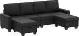 Velvet U Shaped Sectional Sofa Couch with Storage Ottoman Convertibel Sectional Sofa