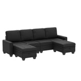 Velvet U Shaped Sectional Sofa Couch with Storage Ottoman Convertibel Sectional Sofa