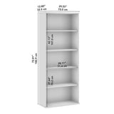 Hustle Tall 5 Shelf Bookcase in White, Large Freestanding Bookshelf for Home Office