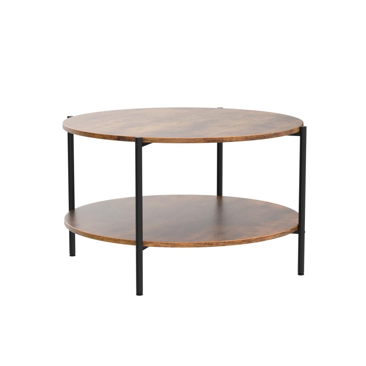 Round Coffee Table, 32.6" Small Coffee Table with Open Storage Shelf