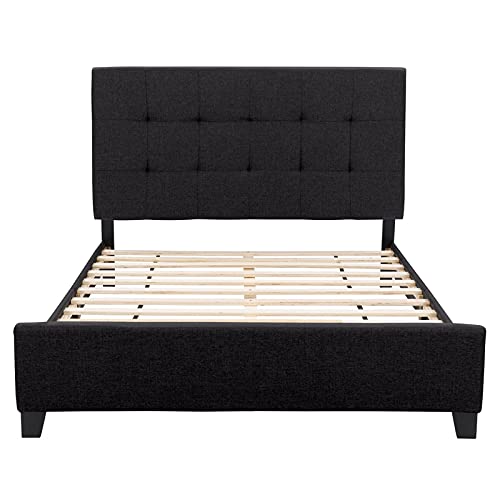 Ellery Black Engineered Wood and Fabric Tufted Queen Bed