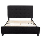 Ellery Black Engineered Wood and Fabric Tufted Queen Bed