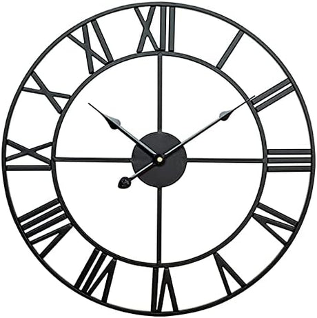 Outdoor Decorative Wall Clocks Retro Wrought Roman Numeral Iron Art Wall Clock