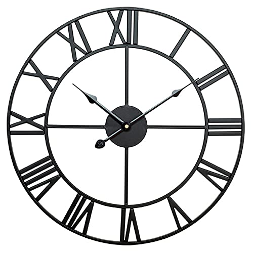Outdoor Decorative Wall Clocks Retro Wrought Roman Numeral Iron Art Wall Clock