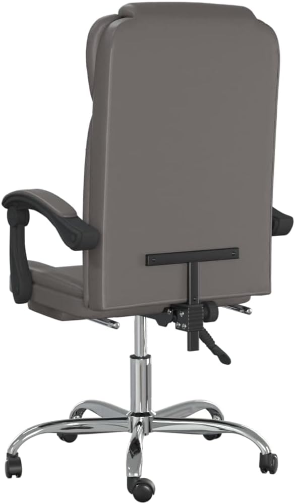 Reclining Office Chair Gray Faux Leather (15.15 KG/33.33 LBS)