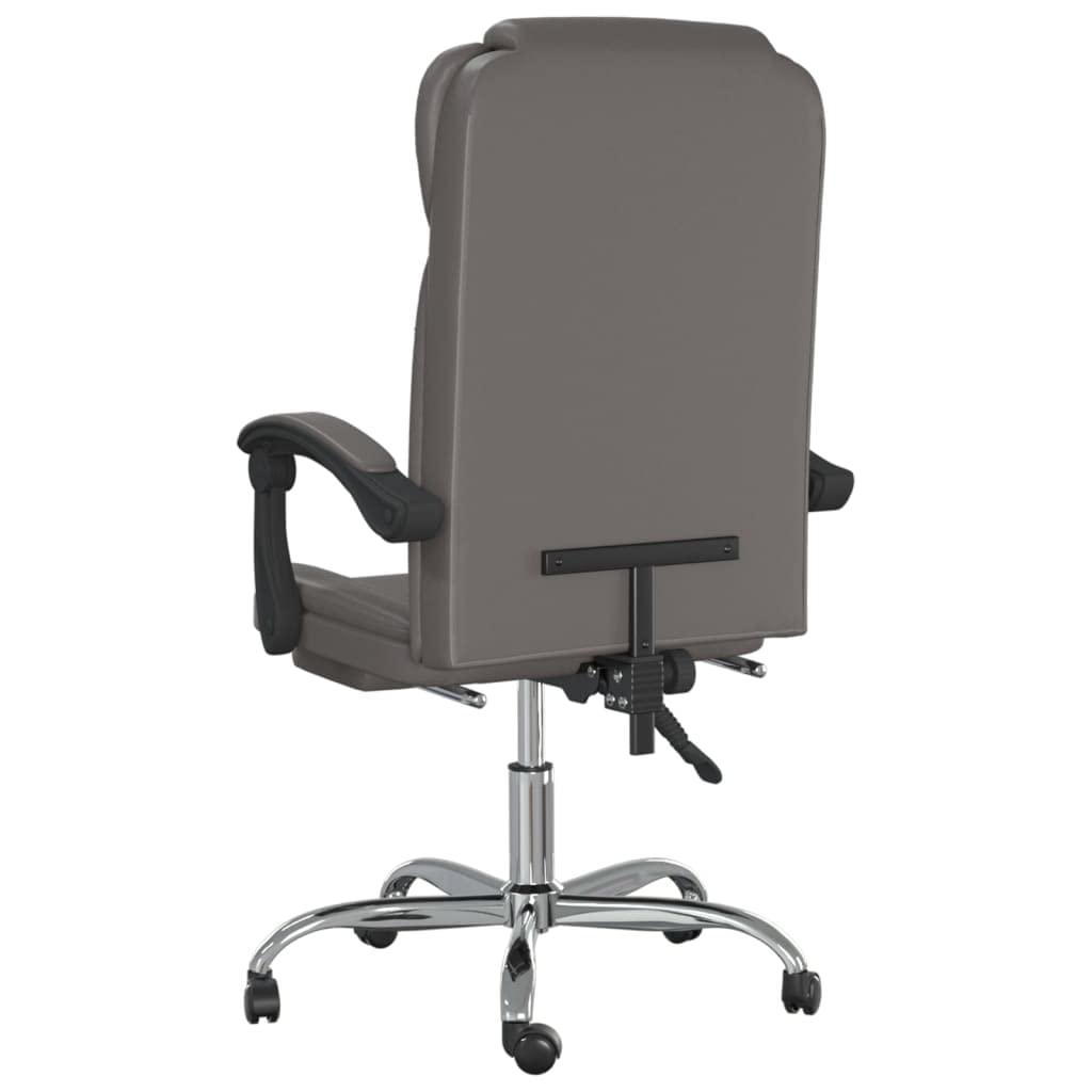 Reclining Office Chair Gray Faux Leather (15.15 KG/33.33 LBS)