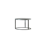 Rustic Revival 2-Piece Nesting Coffee Table Set, Round Gray Faux Marble Tabletops