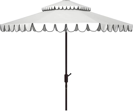 Outdoor Venice White and Black 9-foot Round Double Top Crank UV Protected Umbrella
