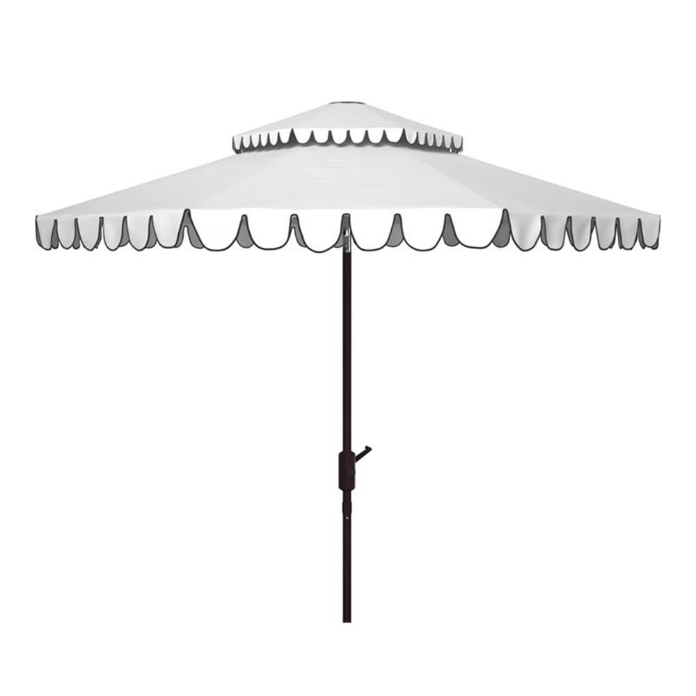Outdoor Venice White and Black 9-foot Round Double Top Crank UV Protected Umbrella