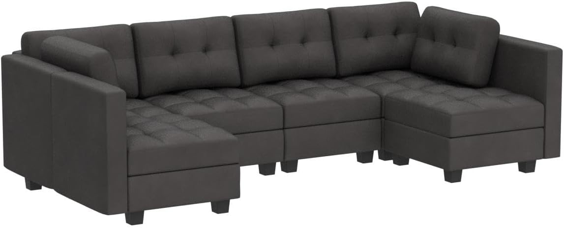 Modular Sectional Sofa Velvet U Shaped Couch with Double Chaises 6 Seater Sectional