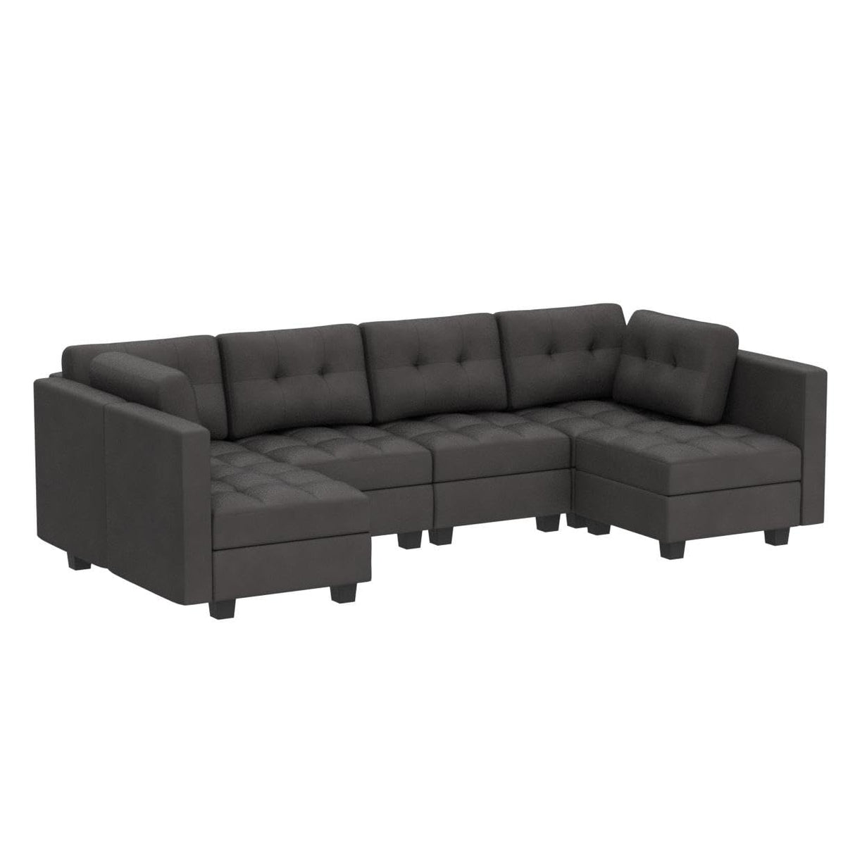 Modular Sectional Sofa Velvet U Shaped Couch with Double Chaises 6 Seater Sectional