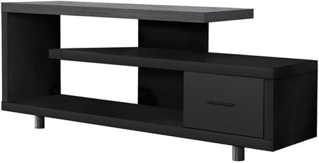 60" Modern TV Stand Console with Shelving and Storage Drawer in White