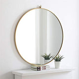 36" Contemporary Metal Frame Hooked Mirror in Brass