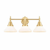 3 Light Bath Vanity-9.25 Inches Tall and 26 Inches Wide-Satin Gold Finish-Matte White Glass Color