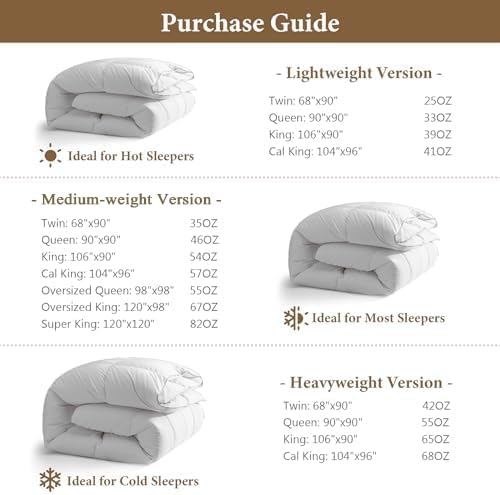 Heavyweight Feathers Down Comforter Spuer King, Ultra-Soft Egyptian Cotton Blend