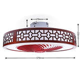 YIYIBYUS 22 Inch Ceiling Fan Lights with Controller Control,Chinese Style Invisible Circle Semi Flush Mount Chandelier Fan for Indoor Kitchen Bathroom Dining Room Garage Hallway Sunroom,Art Dcoration