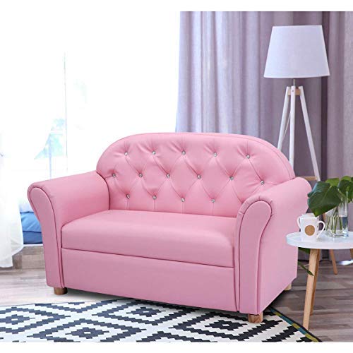 Sofa, 2 Seat Touch Couch Lounger Chair, Cute Gem Studs, Children Comfy Loveseat Sofa