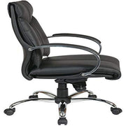 Office Star 8200 Series Deluxe Mid Back Executive Leather Office Chair with Chrome Base